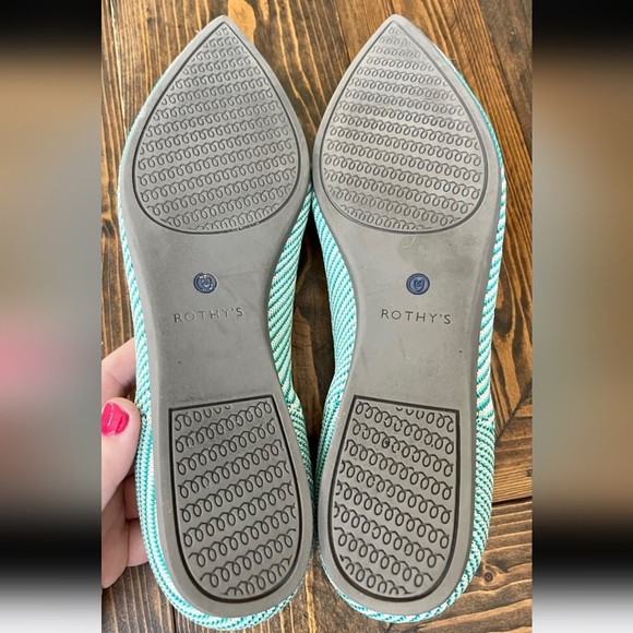 Rothy's size 10 Calypso Point flats aqua/teal color. RETIRED color style. Cute!! - Picture 3 of 3